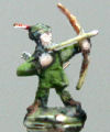 1/800th scale hand sculpted micro model of Robin Hood shown on a pin head. Size: approx.2mm tall